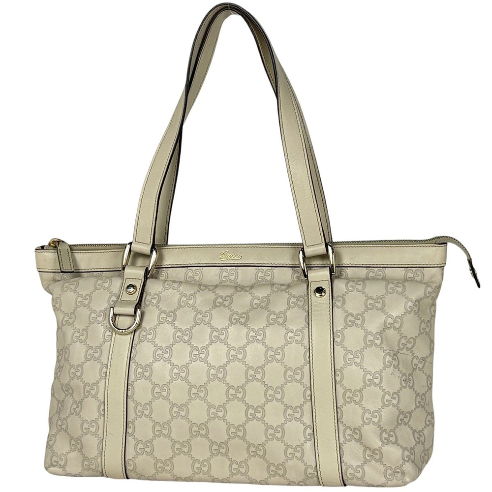 Gucci Guccissima Tote Bag GG Guccissima Leather White
